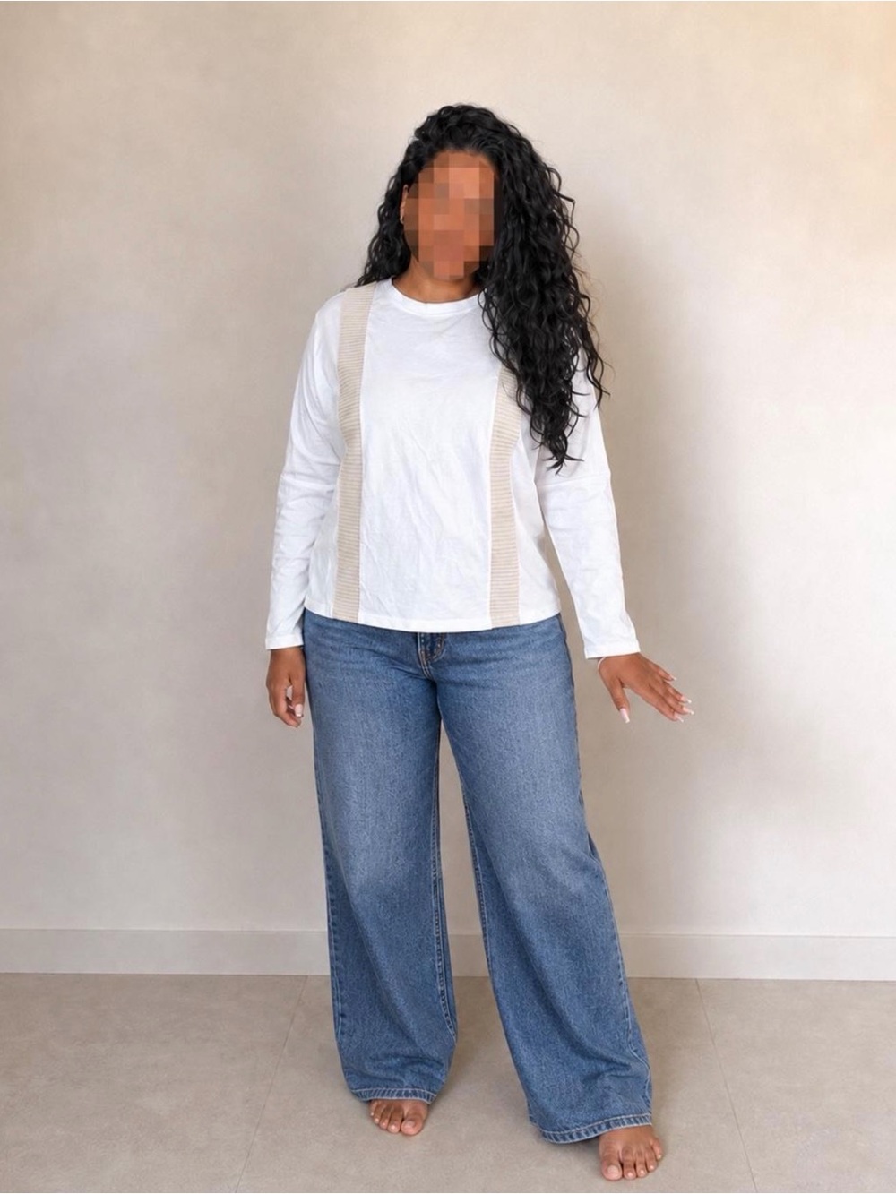 Zara White Long-Sleeve Crewneck Top